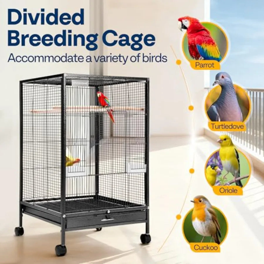 Wrought Iron Bird Cage With Rolling Stand For Small Birds