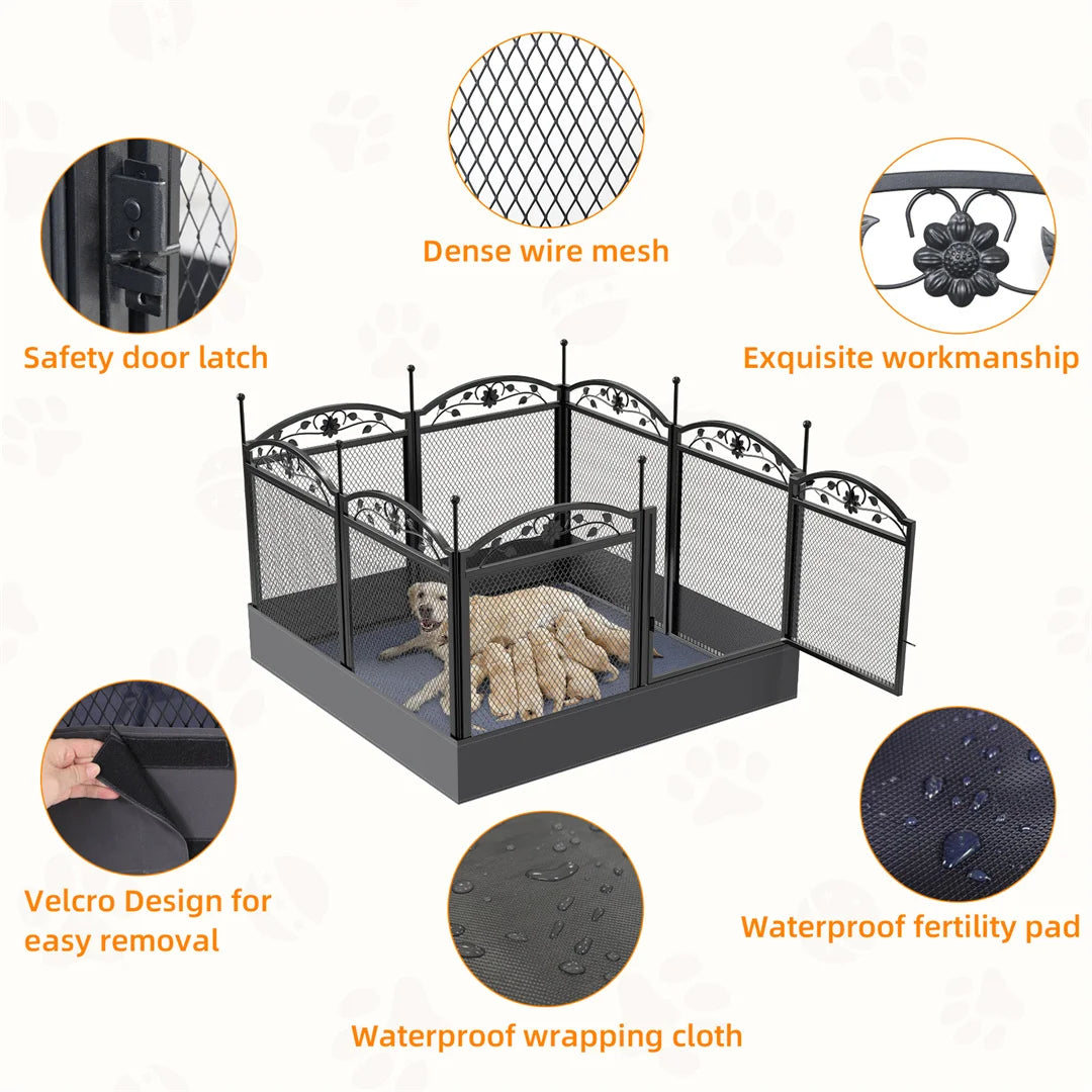 BINGOPAW Heavy Duty Metal Dog Playpen For Indoor Training