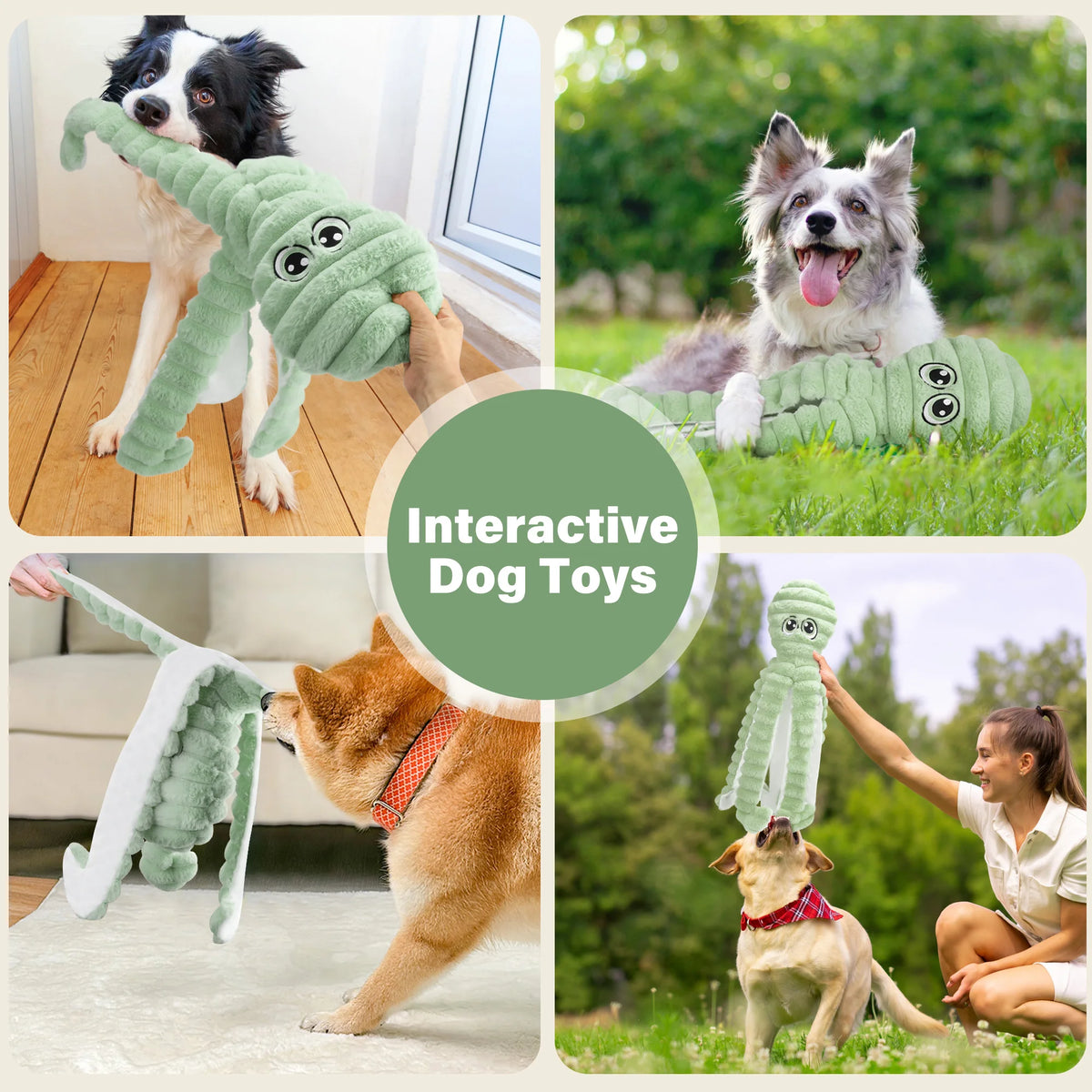 Octopus Designed Squeaky Plush Dog Chew Toy Interactive Play