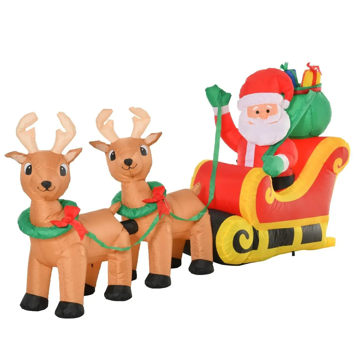Christmas Inflatable Santa Sleigh And Reindeer Yard Decoration