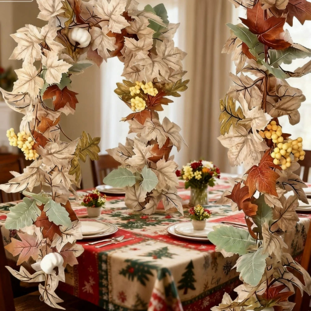 Autumn Pumpkin Maple Leaf Wreath For Thanksgiving Farmhouse Decor