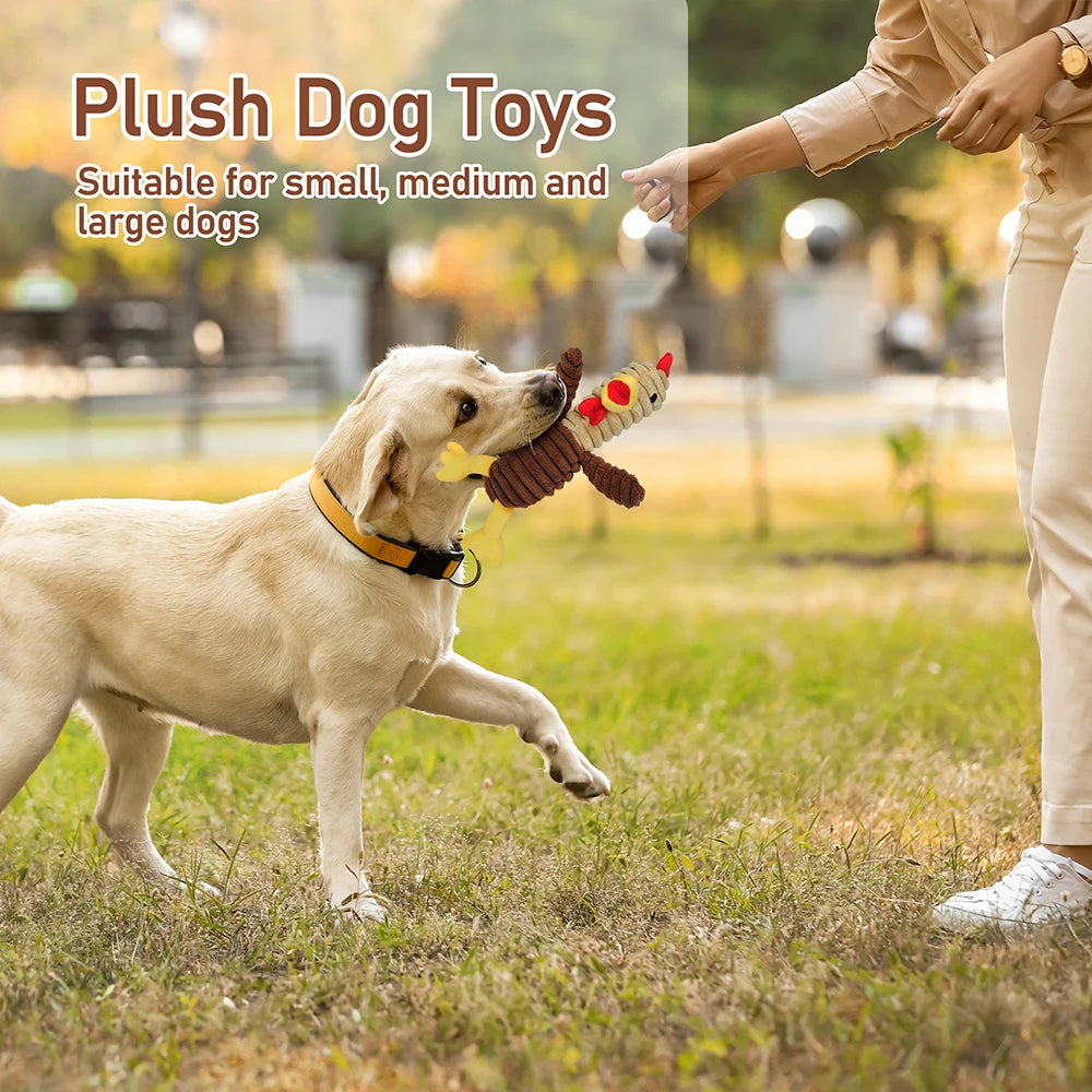 Soft Plush Squeaky Dog Toys Animal Assortment Value Bundle