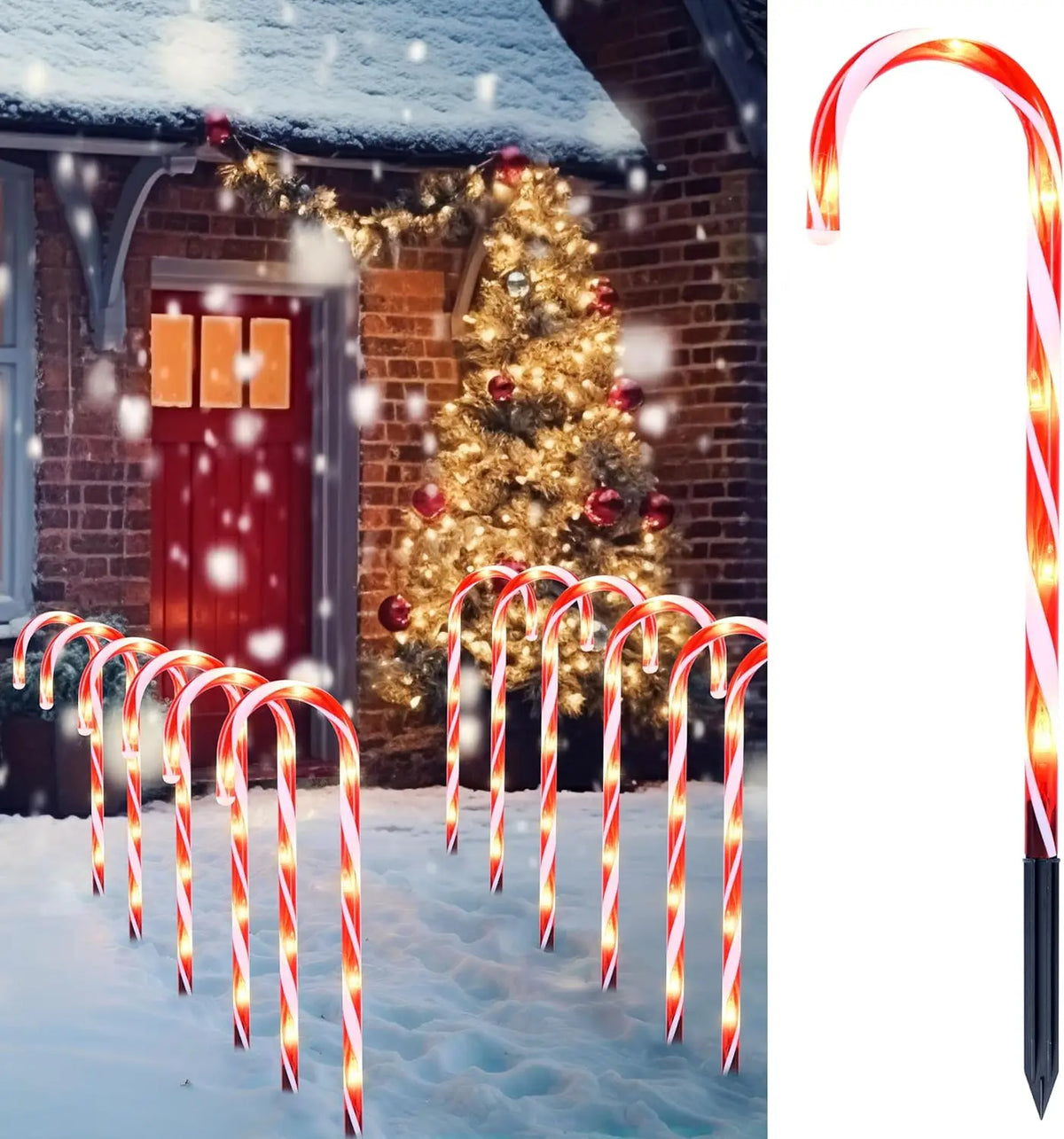Joyfy Pre Lit Christmas Candy Cane Pathway Marker Lights