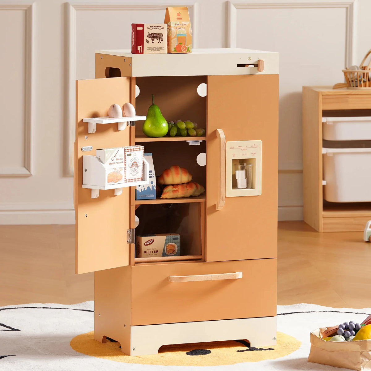 Robud Kids Wooden Play Kitchen Set With Oven And Refrigerator