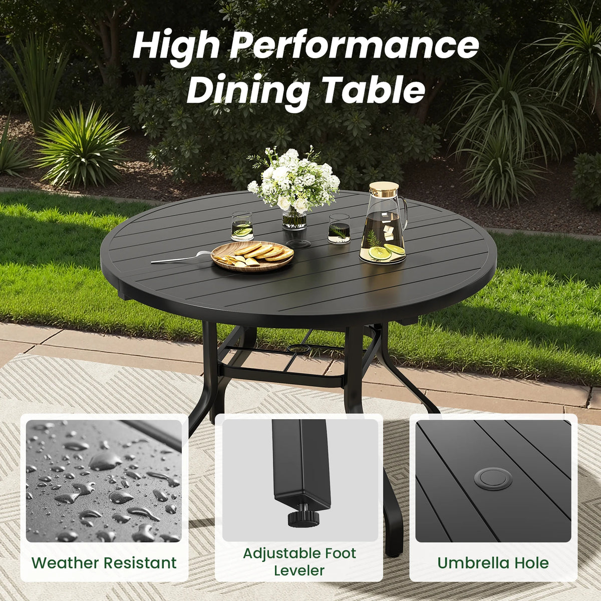 Professional Metal Outdoor Dining Set With Six Chairs For Patio