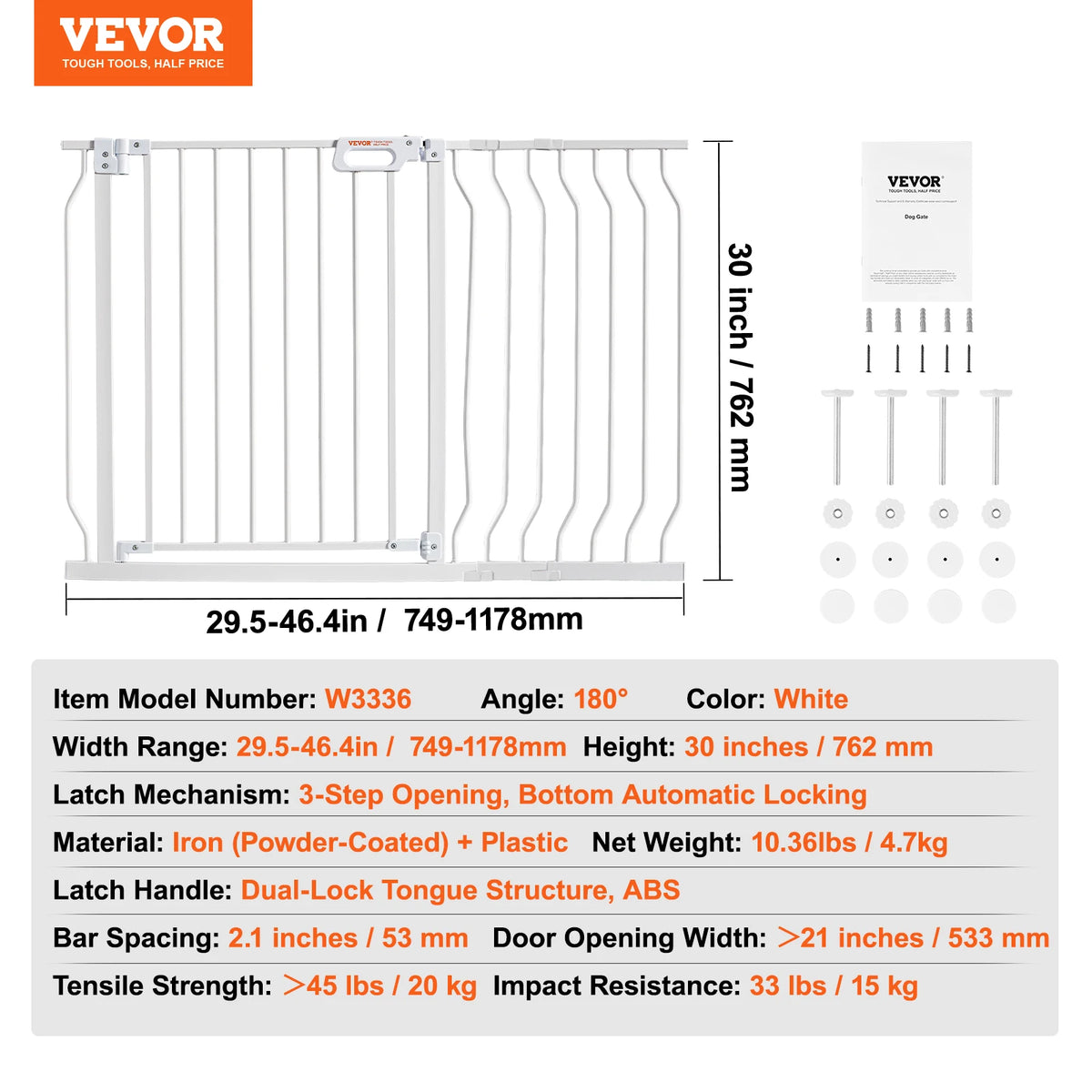 SucceBuy Stainless Steel Walk Thru Pressure Mount Baby Gate
