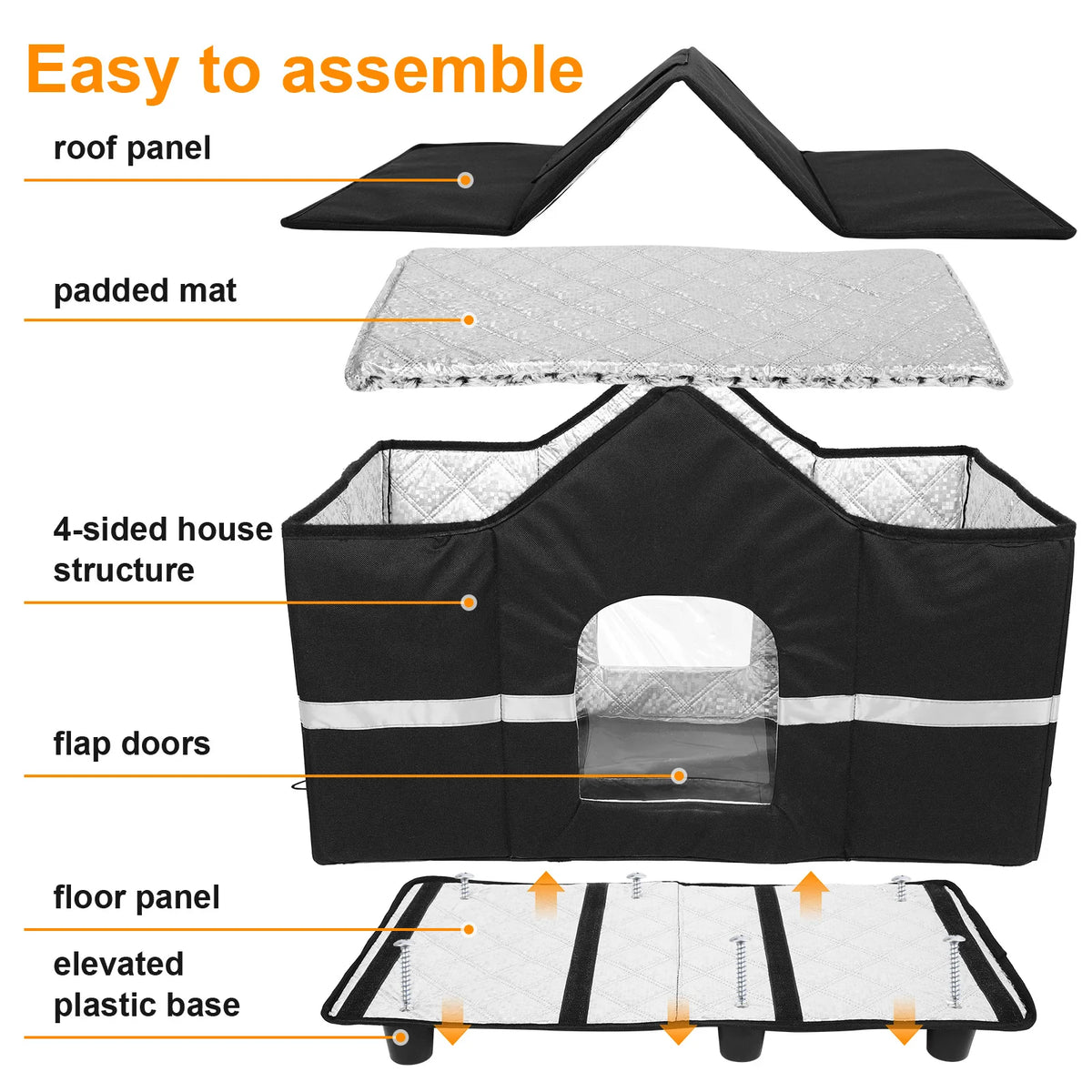 Waterproof Outdoor Cat House with Roof Window Elevated Pet House Insulated Cat Shelter Can Be Used Indoors Winter Outdoor