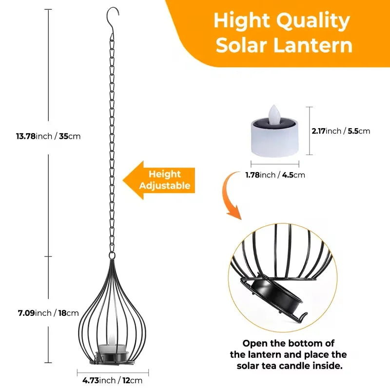 KPSTEK Solar Lanterns Outdoor Waterproof Hanging Flickering Flameless Candles