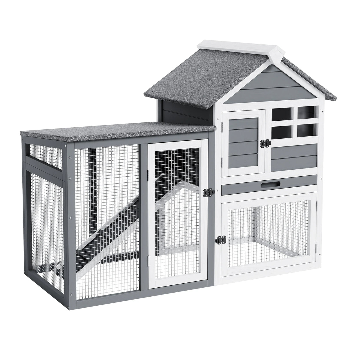Wooden Two Story Rabbit Hutch And Indoor Outdoor Chicken Coop