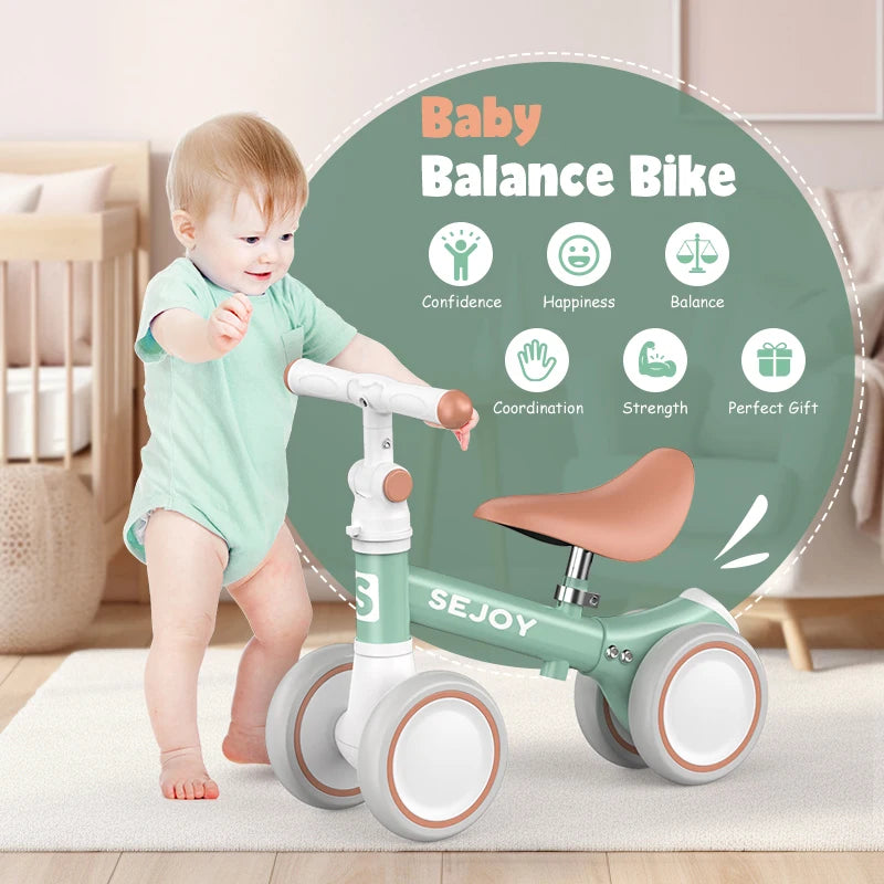 Sejoy Four Wheel Toddler Balance Bike And Ride Toy