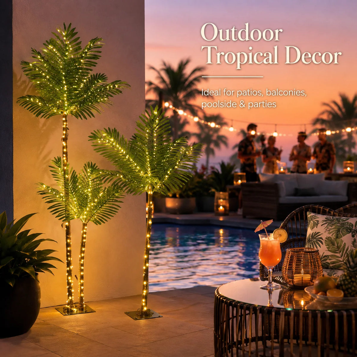 Artificial Palm Tree With LED Lights And Multiple Lighting Modes