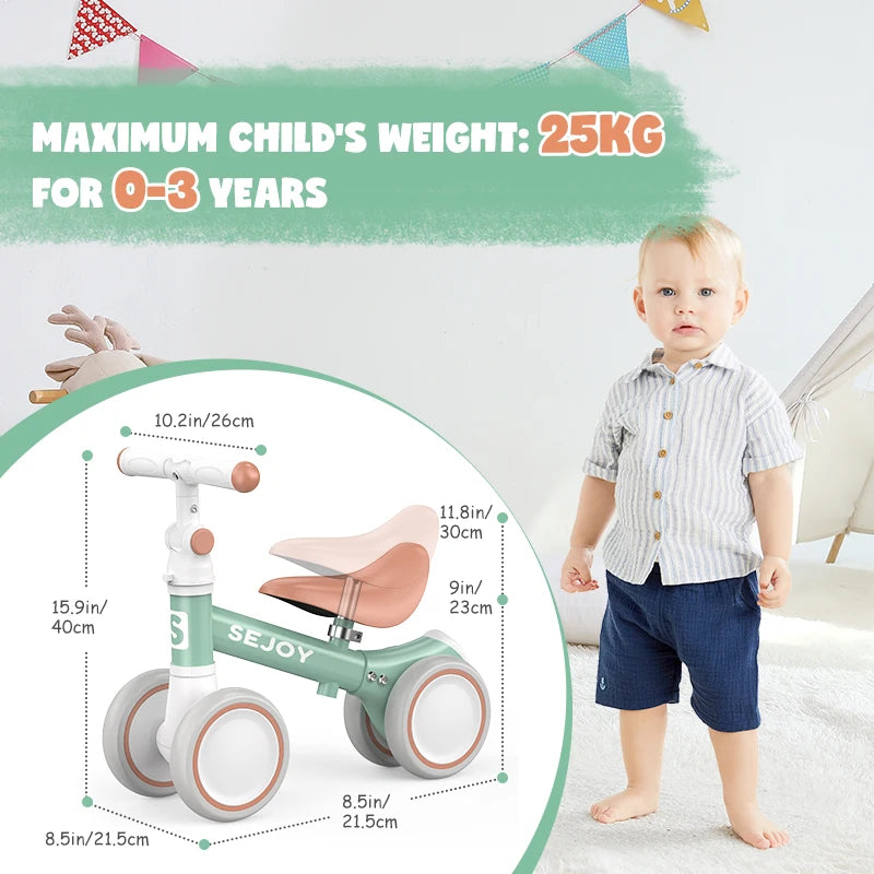 Sejoy Four Wheel Toddler Balance Bike And Ride Toy
