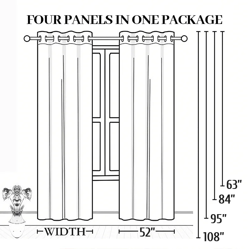 Thermal Blackout Curtains Noise Reducing Privacy Drapes For Home Decor