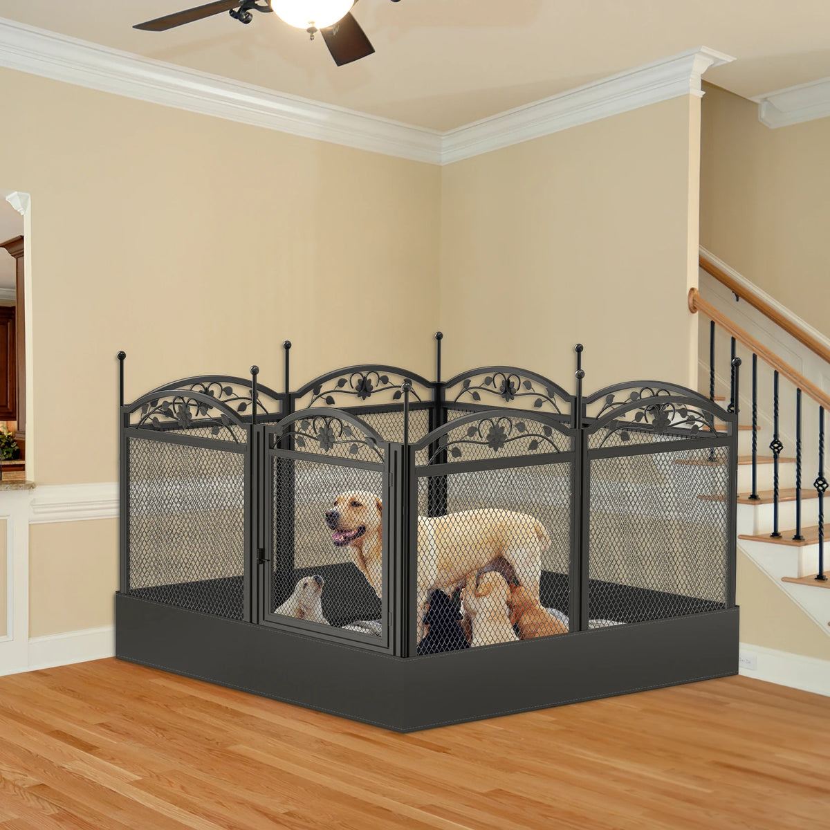 BINGOPAW Heavy Duty Metal Dog Playpen For Indoor Training