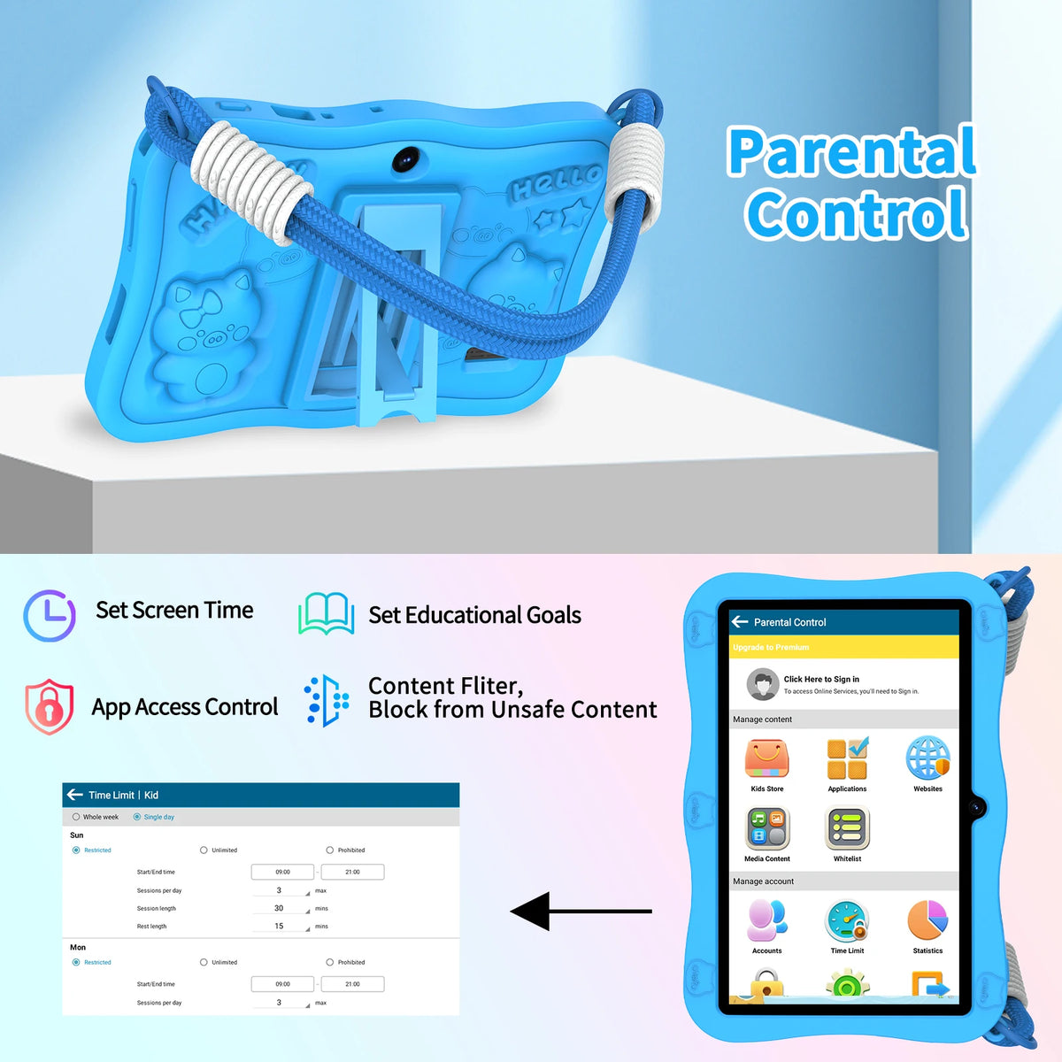 Pritom Kids Android Tablet With Parental Controls WiFi