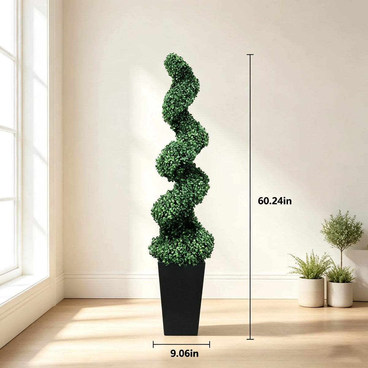 Olitree Artificial Spiral Boxwood Topiary Trees With Decorative Planter