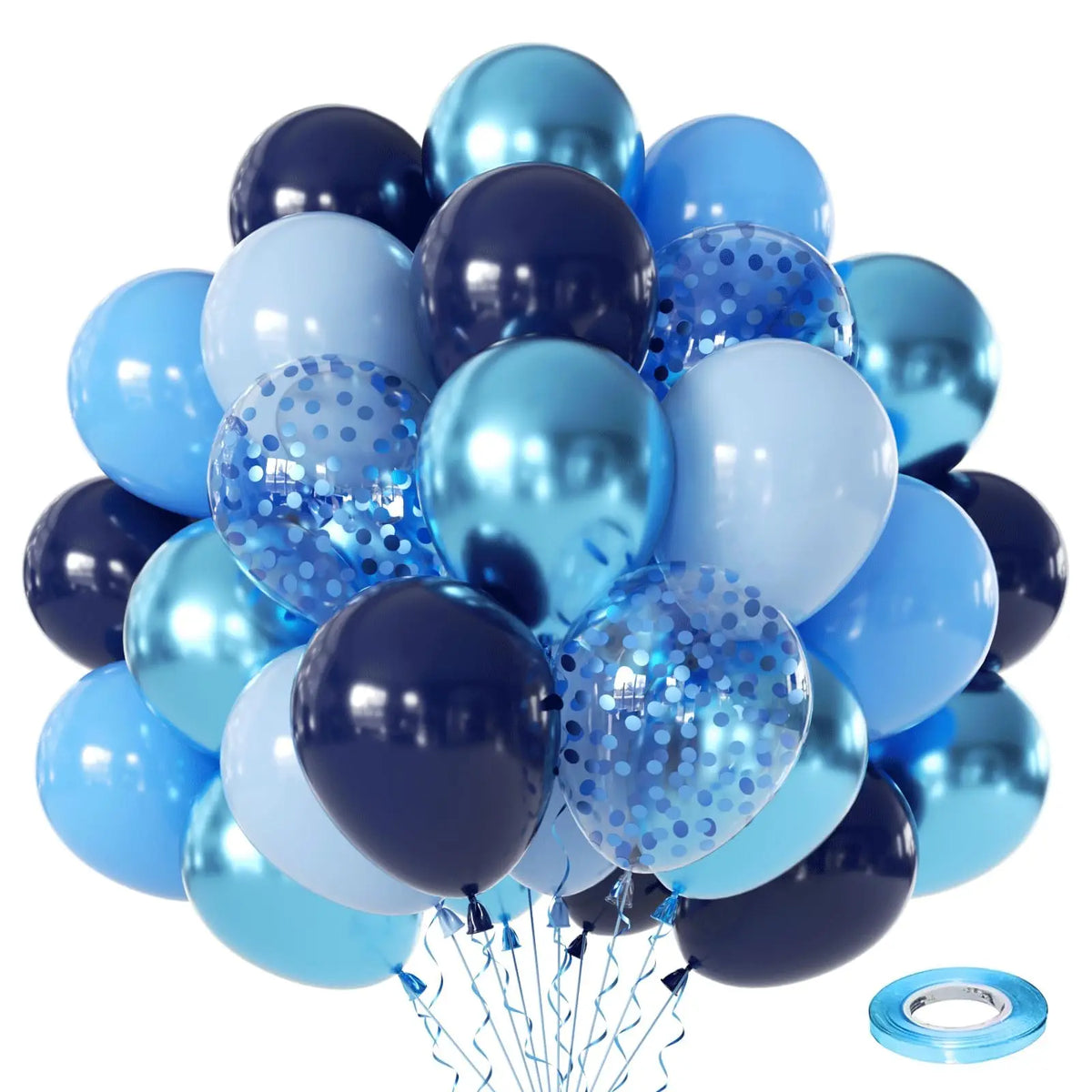 Zesliwy Black Gold Confetti Balloons 50 pack - 12 Inch Gold White and Black Confetti Balloons with Ribbons for Graduation Birthday Wedding Party Decorations