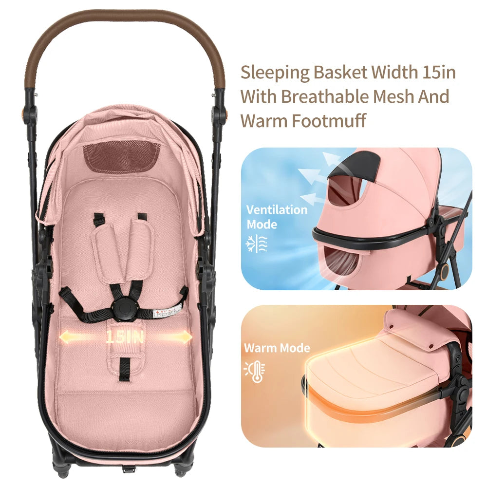 B.Childhood 2 In 1 Foldable Baby Stroller Adjustable Canopy