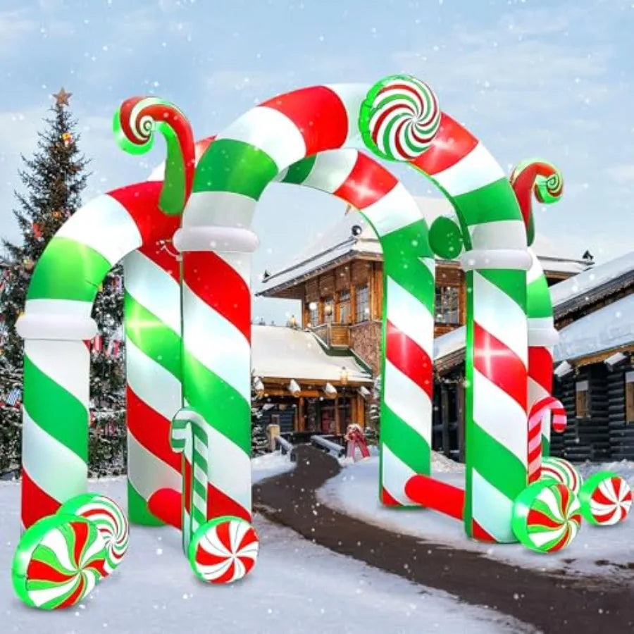Gigantic Christmas Archway Inflatable With Candy Cane Stripes