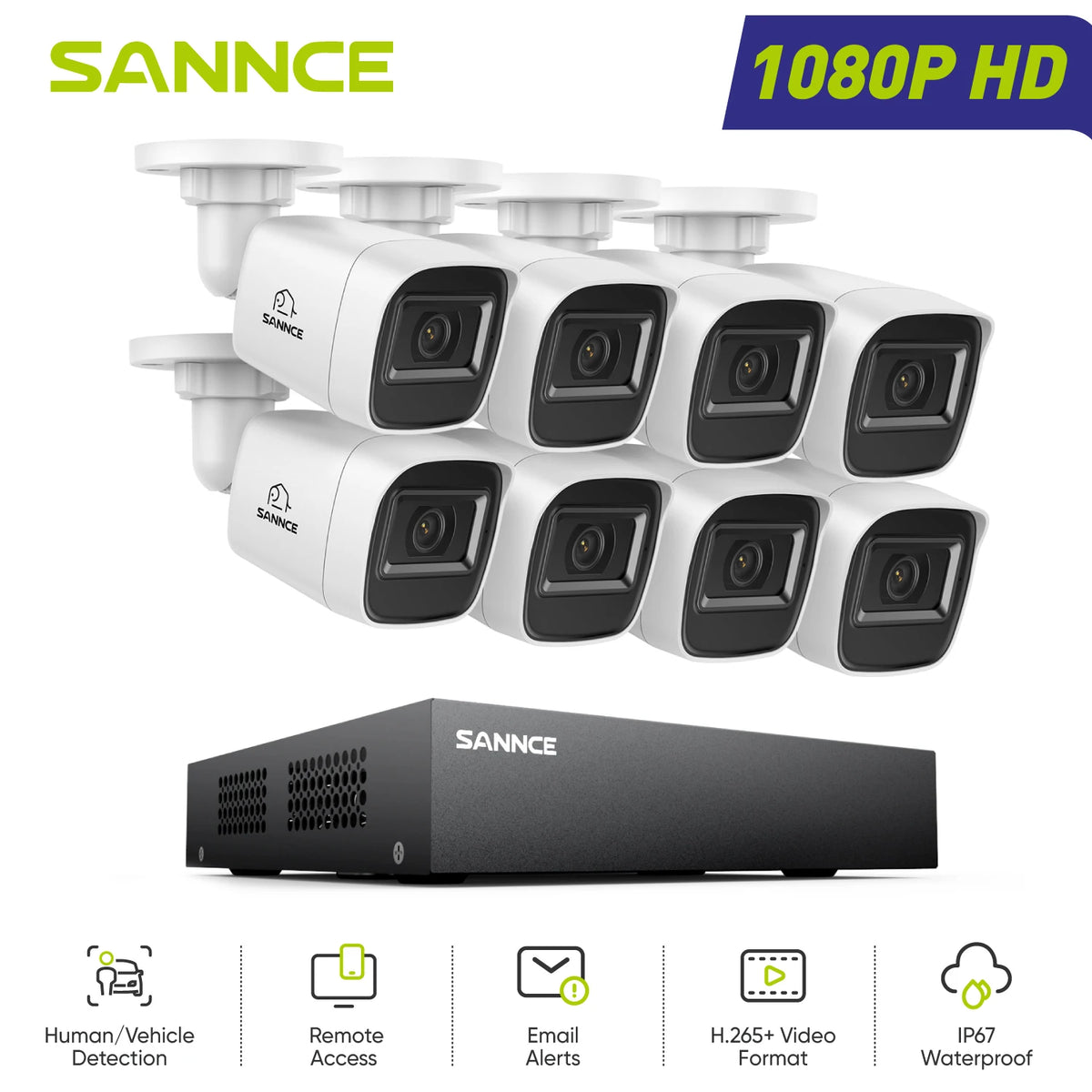 Sannce 1080P DVR Security Camera System With Night Vision