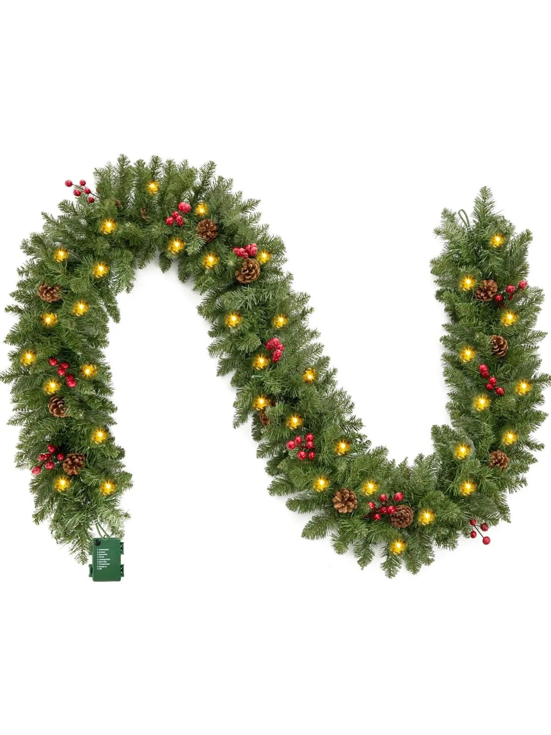 Joyfy Prelit Christmas Garland With Pine Cones And Berry Accents