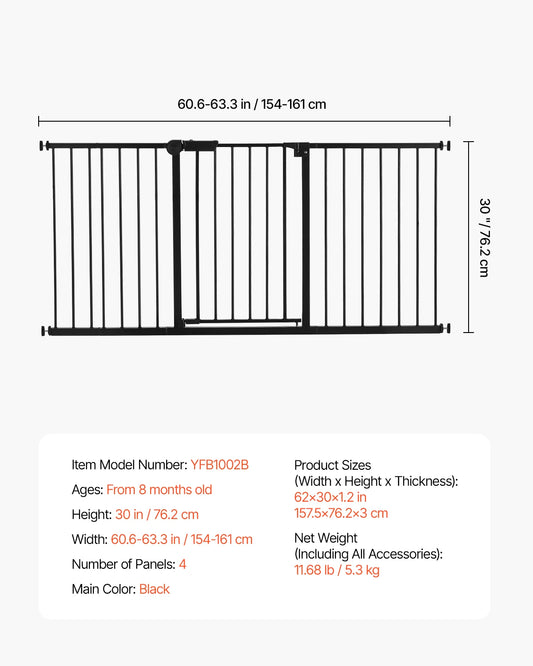 SucceBuy Stainless Steel Walk Thru Pressure Mount Baby Gate