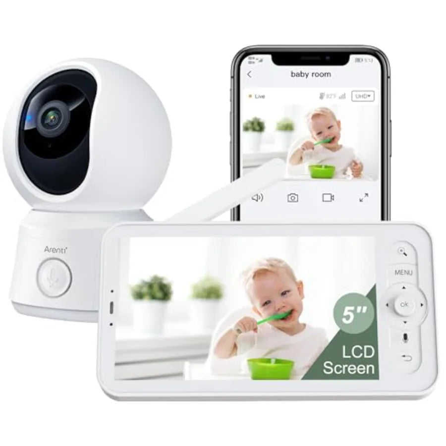 WiFi Baby Camera Monitor, 5-inch Screen, Smartphone App, Motion Tracking, Timed Detection, Encrypted Connection, Super Night Vi
