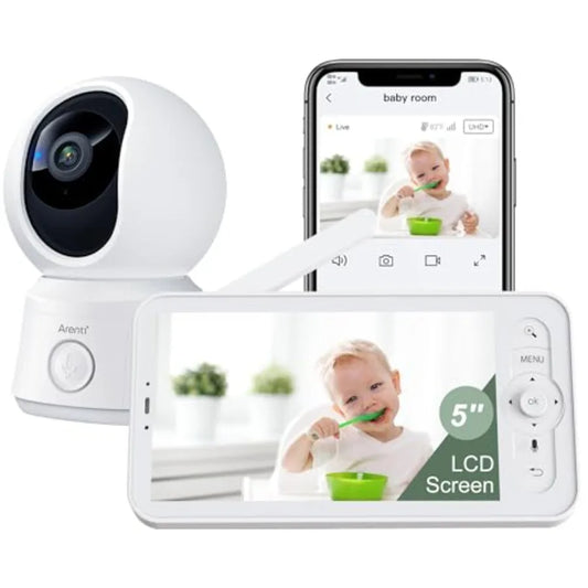 WiFi Baby Camera Monitor, 5-inch Screen, Smartphone App, Motion Tracking, Timed Detection, Encrypted Connection, Super Night Vi