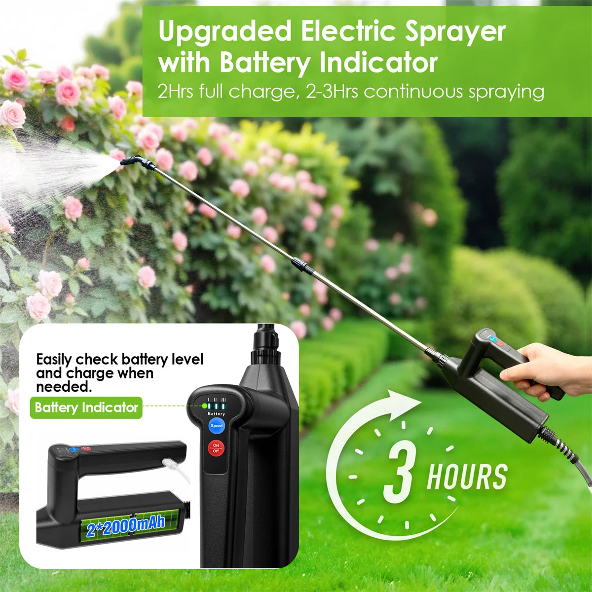 Rechargeable Battery Powered Lawn And Garden Sprayer With Wand