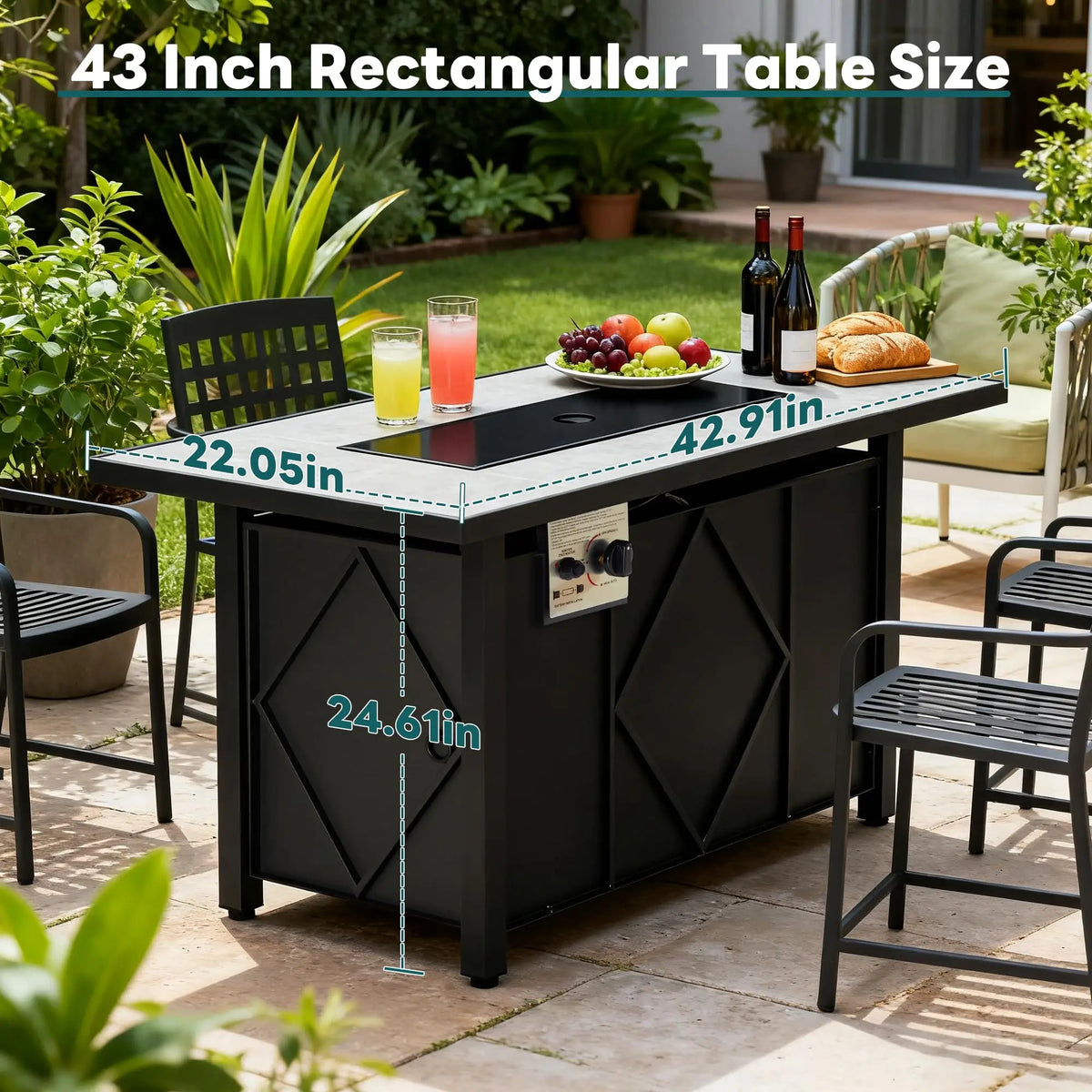 JHK Outdoor Propane Fire Pit Table For Patios And Gardens
