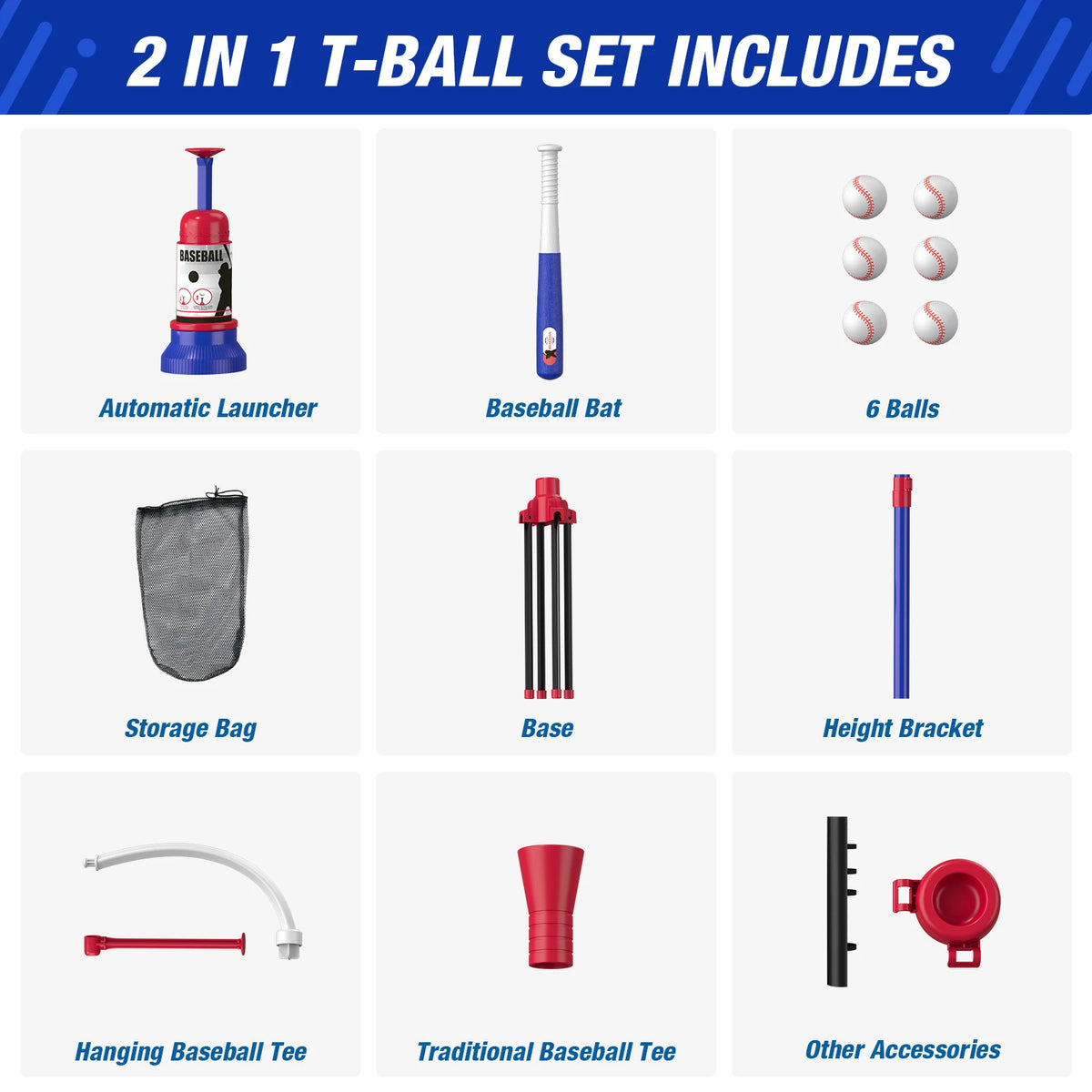 QDragon Adjustable Tee Ball And Pitching Machine Set For Kids