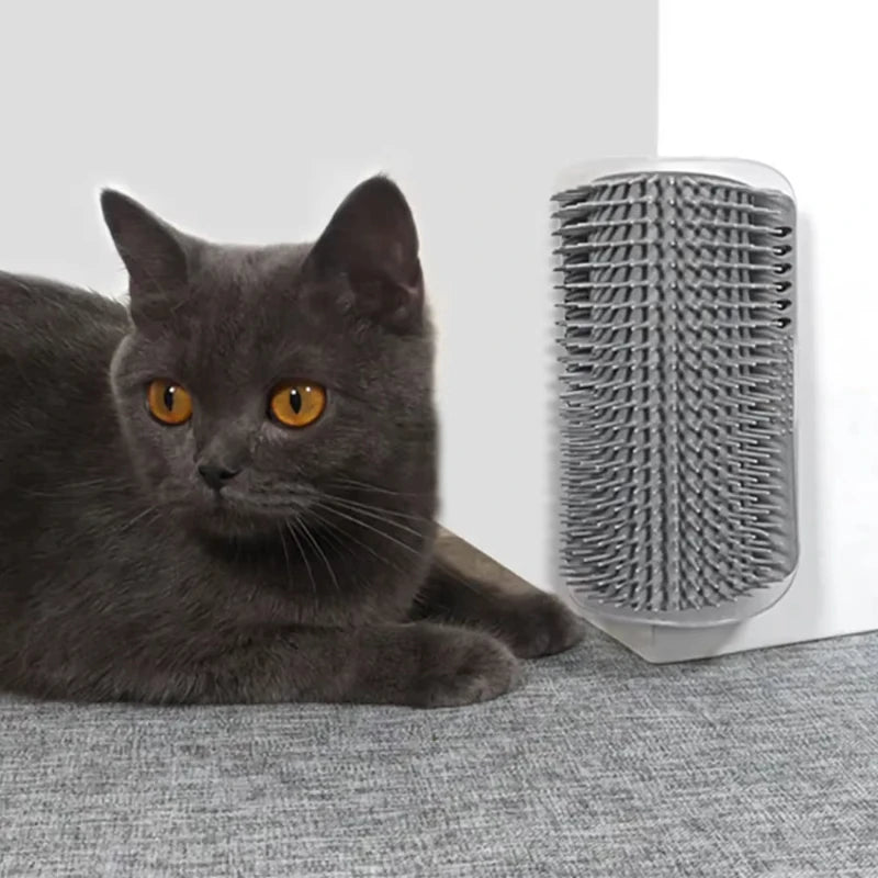 Cat Deshedding Massage Comb Corner Scratcher Brush With Catnip