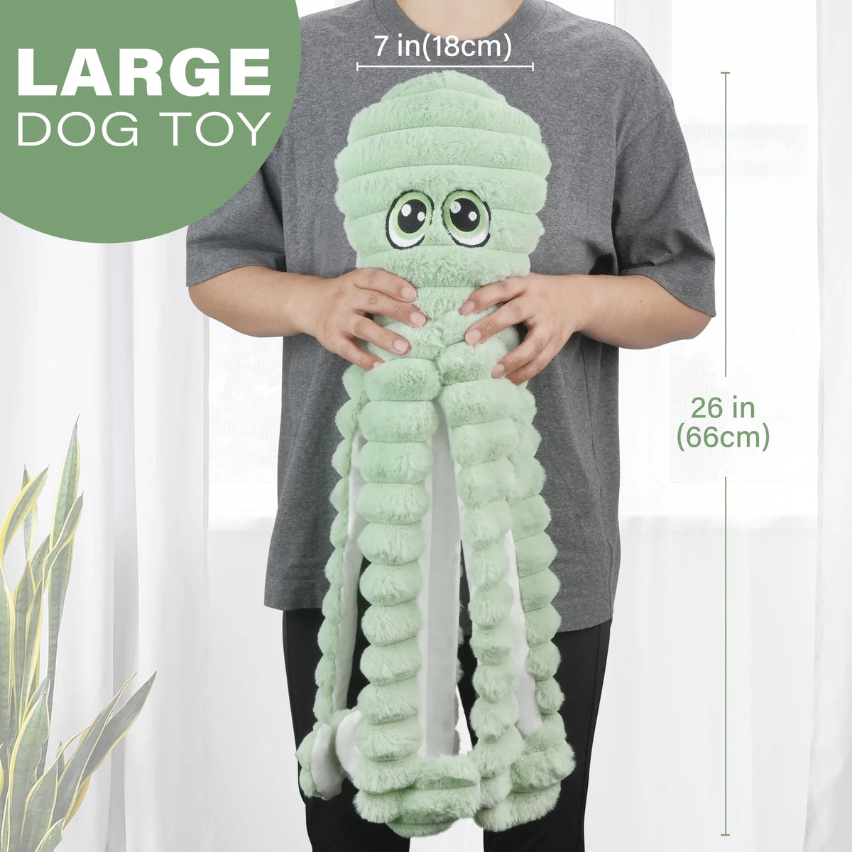 Octopus Designed Squeaky Plush Dog Chew Toy Interactive Play