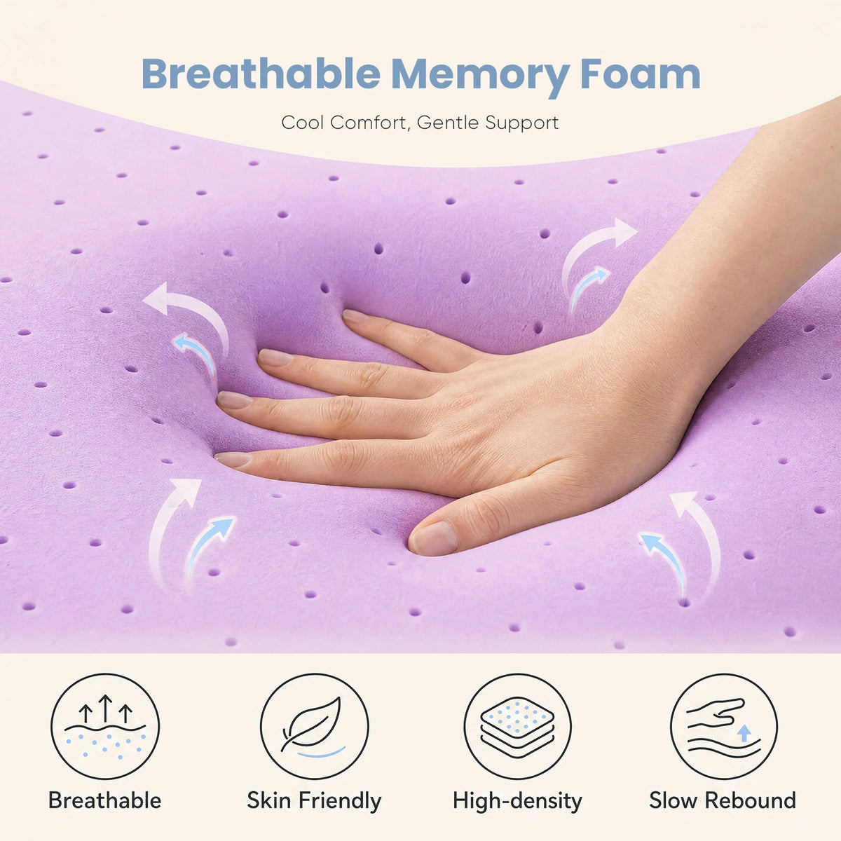 JHK Cooling Gel Memory Foam Mattress Topper For Bedroom