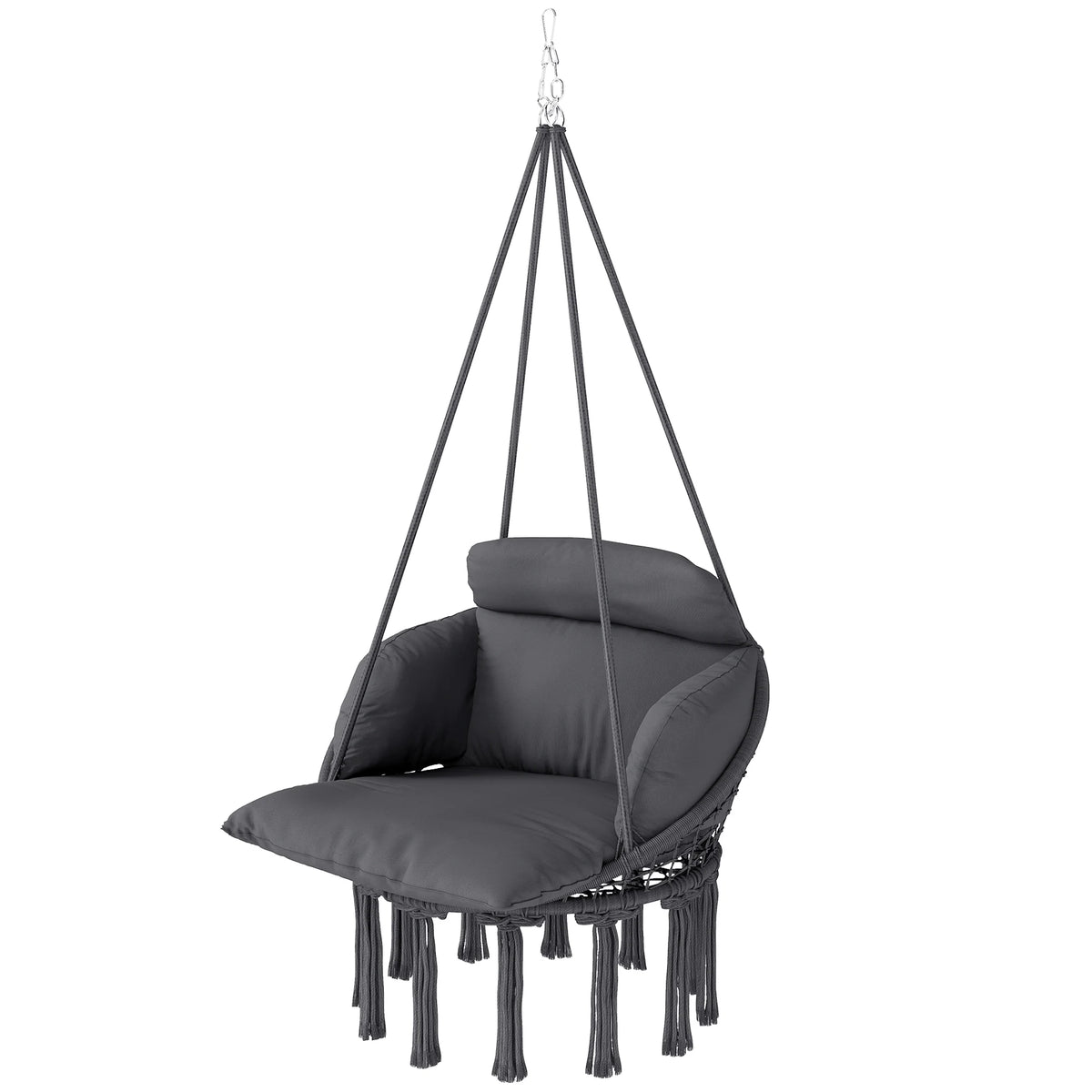 Outsunny Hanging Macrame Hammock Chair With Plush Cushion For Patio