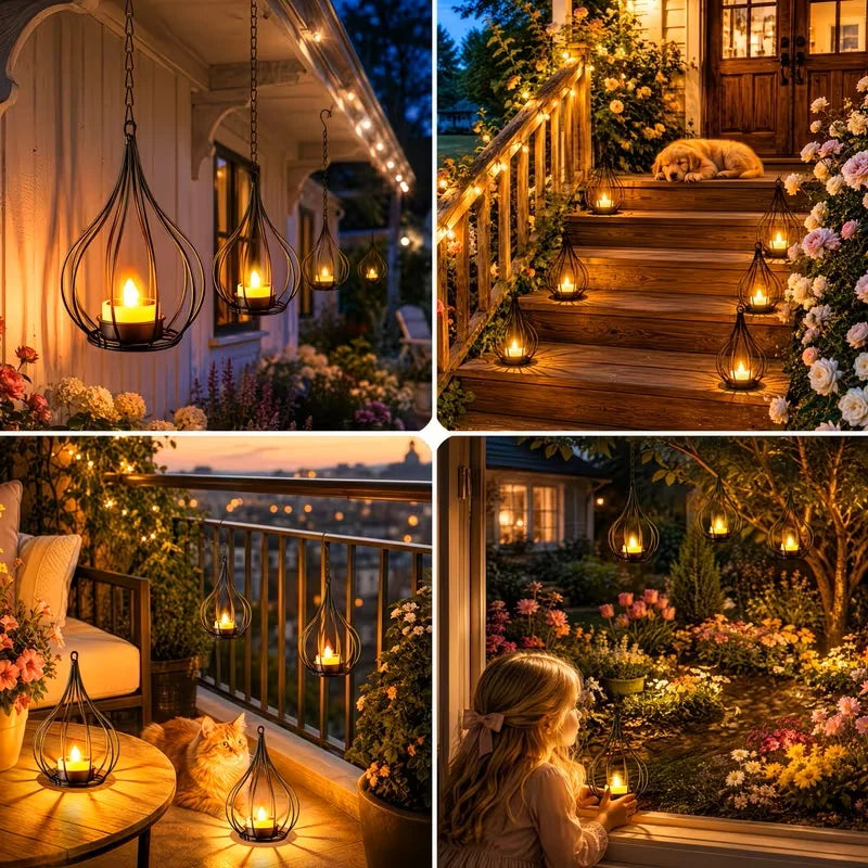 KPSTEK Outdoor Solar Lanterns Waterproof Metal Hanging Garden Lights