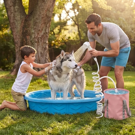 Portable Outdoor Camping Shower Pump Kit With Hose And Bucket