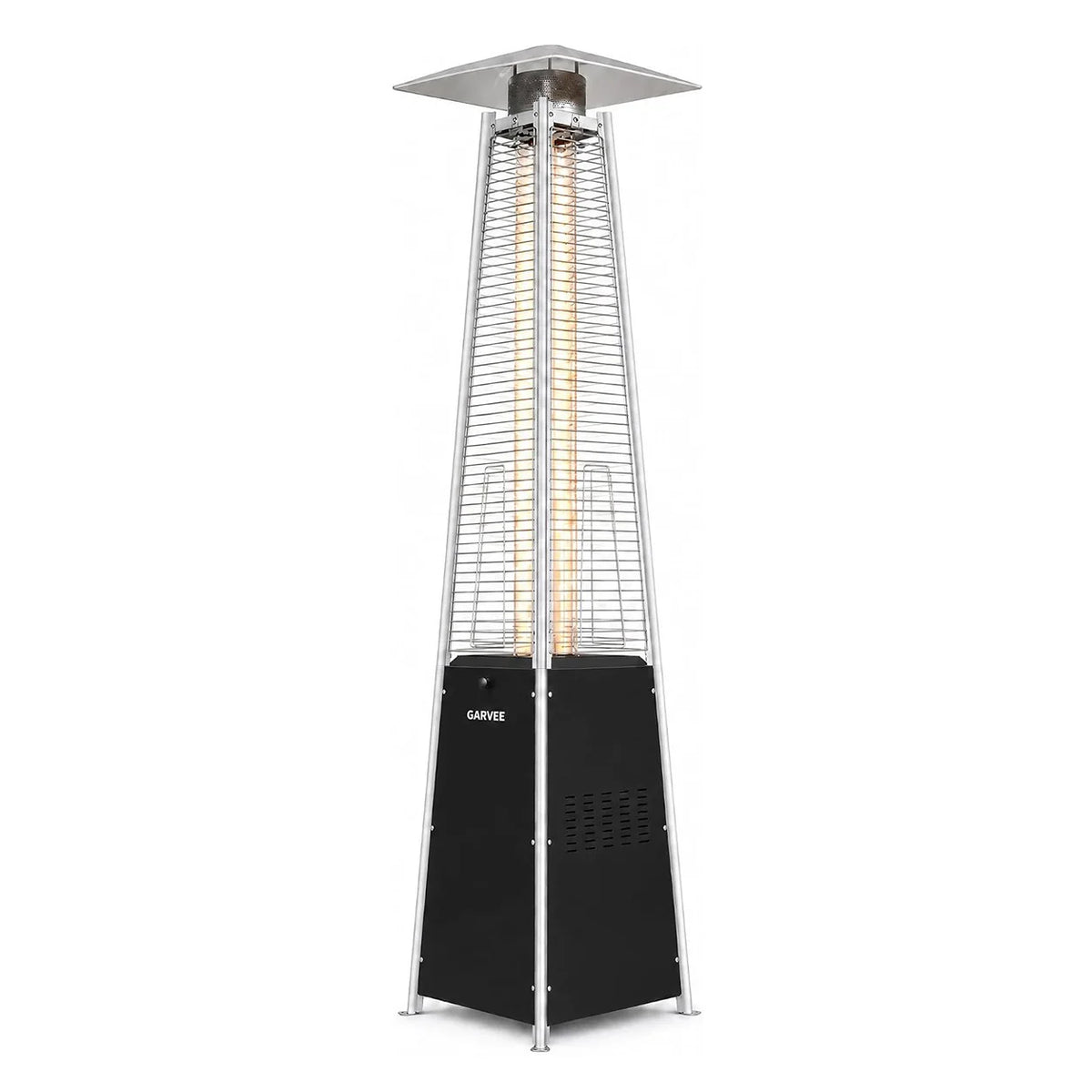 Pyramid Propane Patio Heater with Glass Tube Flame Outdoor Heater with Wheels Waterproof Cover Adjustable Heat Control Standing Heater for Patio Deck Garden Poolside Outdoor Dining