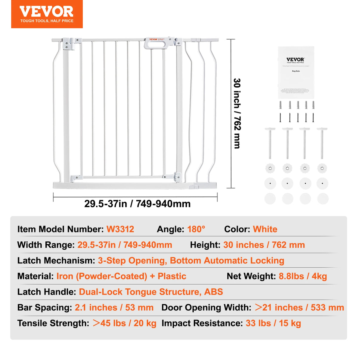 SucceBuy Stainless Steel Walk Thru Pressure Mount Baby Gate
