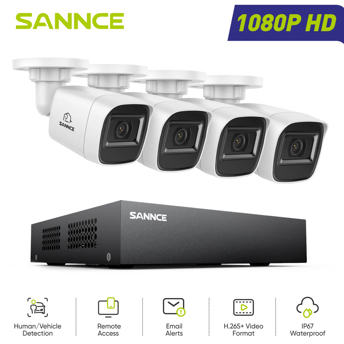 Sannce 1080P DVR Security Camera System With Night Vision