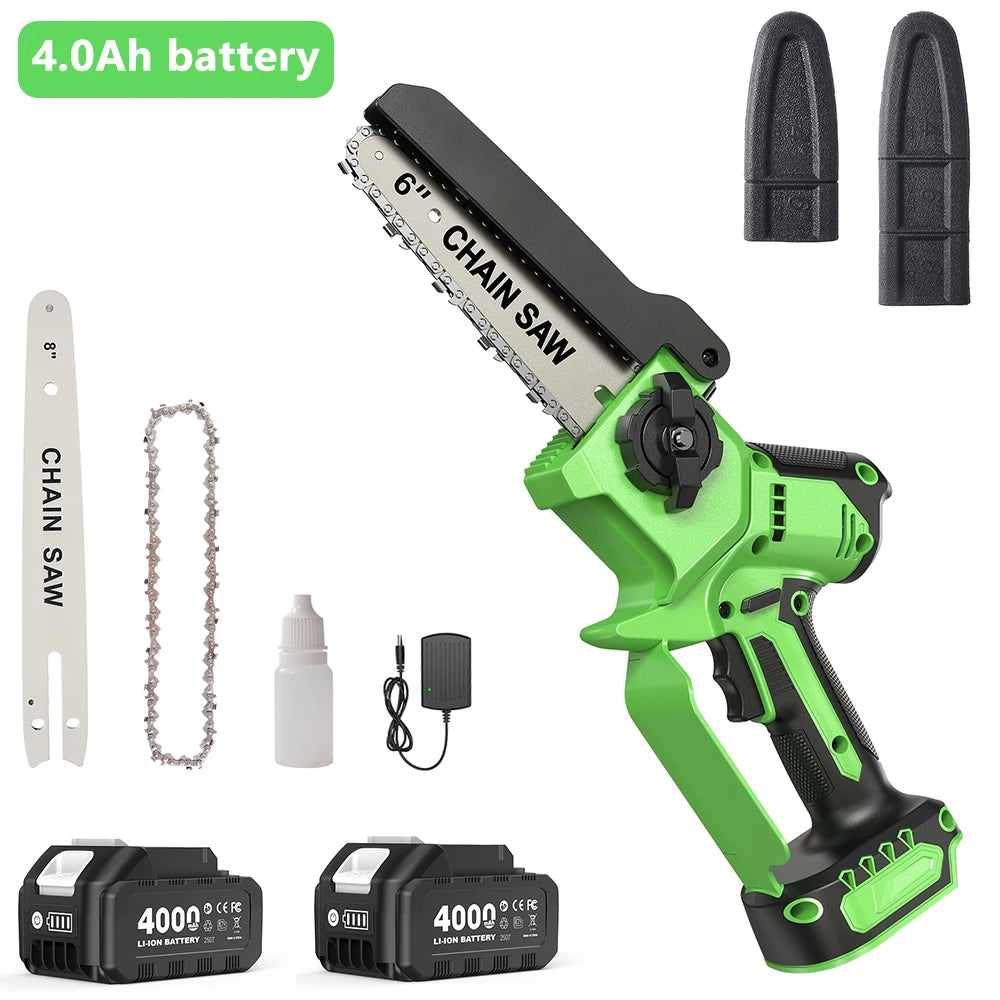 TaskStar Brushless Cordless Chainsaw For Wood Cutting With Dual Batteries