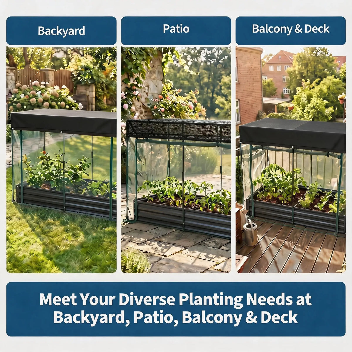 Galvanized Metal Raised Garden Bed With Self Watering Mesh Cover