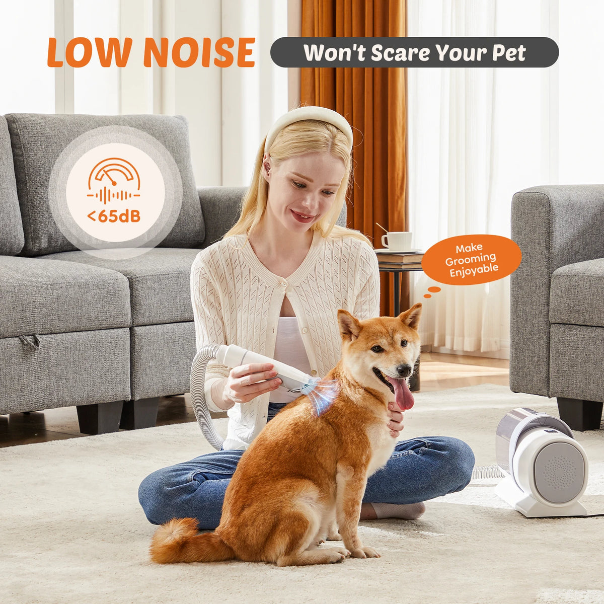 Professional Cordless Pet Grooming Vacuum Kit Low Noise Dog Clippers
