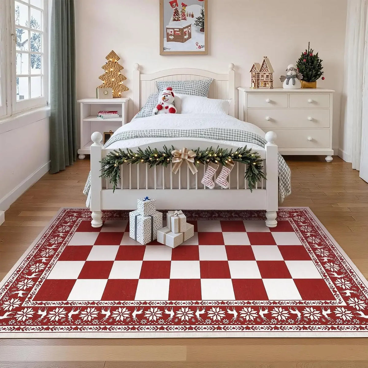 Garvee Christmas Plaid Area Rug, Soft Non-Slip Holiday Home Decor