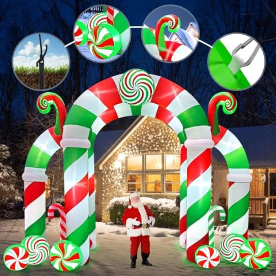 Gigantic Christmas Archway Inflatable With Candy Cane Stripes