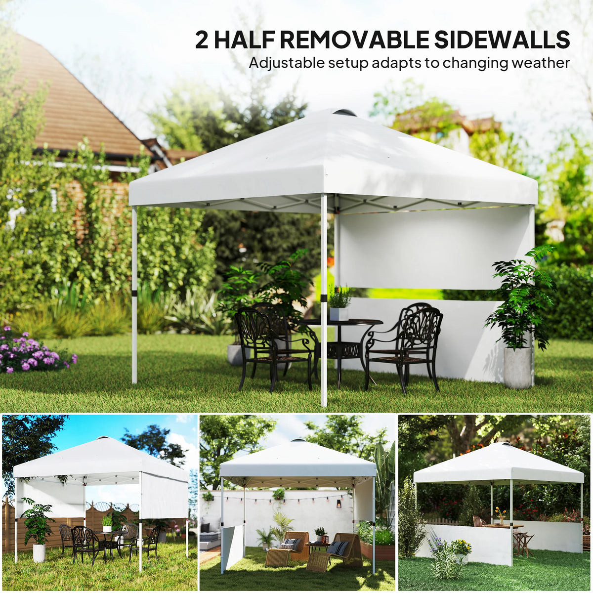 Outsunny Portable Pop Up Canopy Gazebo With Sidewalls