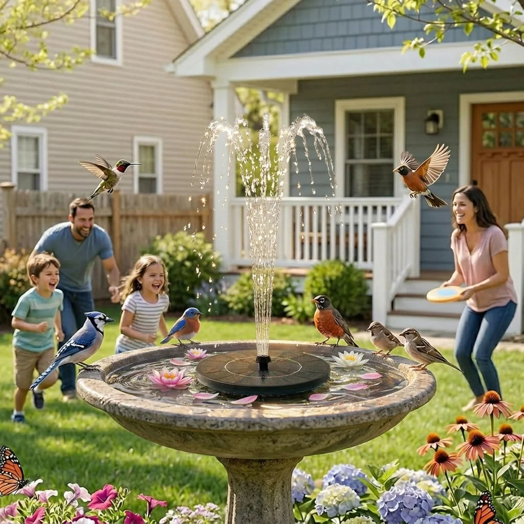 Solar Powered Water Fountain For Outdoor Garden And Pond Decor