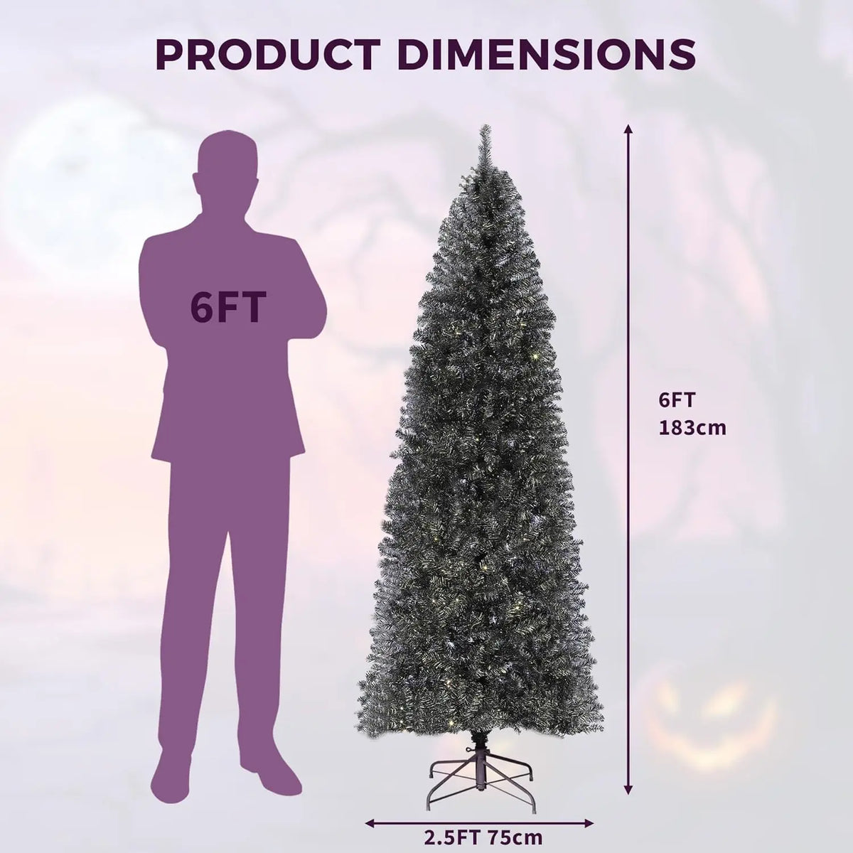 HiMISS Artificial Halloween Christmas Tree With Realistic Branch Tips