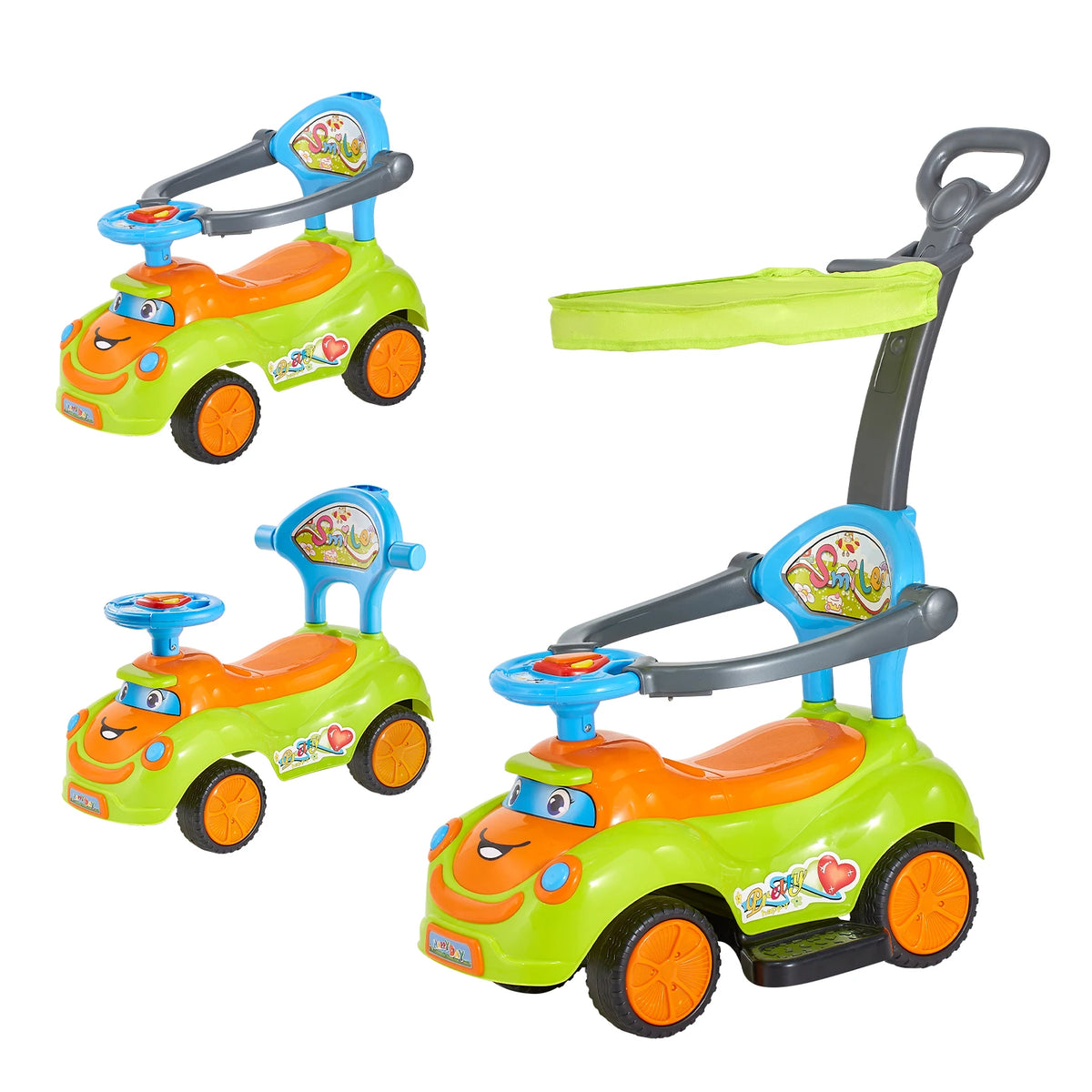 SucceBuy Ride On Push Car With Guardrails And Storage