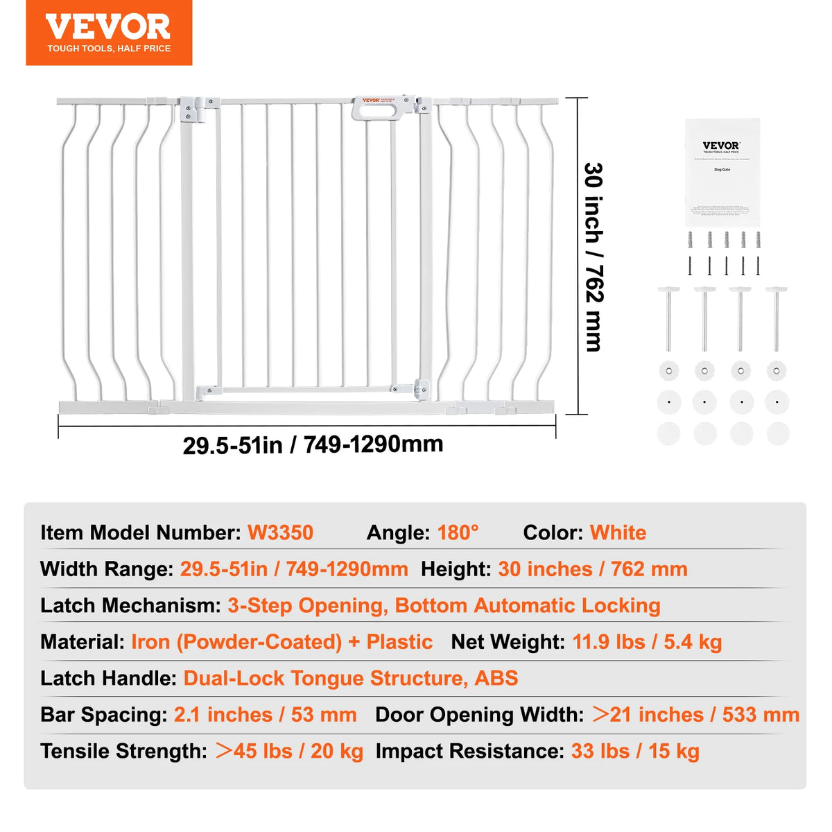 SucceBuy Stainless Steel Walk Thru Pressure Mount Baby Gate